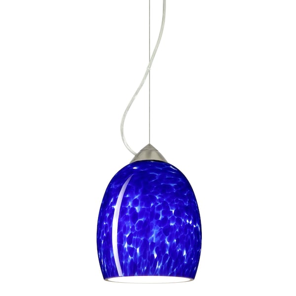 Besa Lighting Lucia Cord Pendant, Blue Cloud, Satin Nickel Finish, 1x100W Incandescent 1KX-169786-SN - main